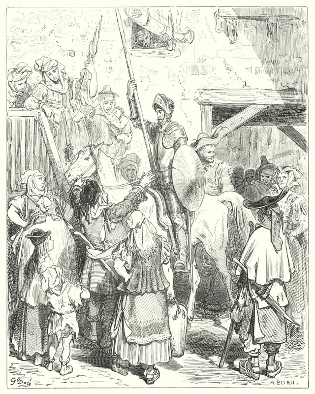 Gustave Dorés Don Quixote: "Ich habe mit all dem nichts zu tun," rief der Wirt; "bezahlen Sie Ihre Rechnung" von Gustave Dore