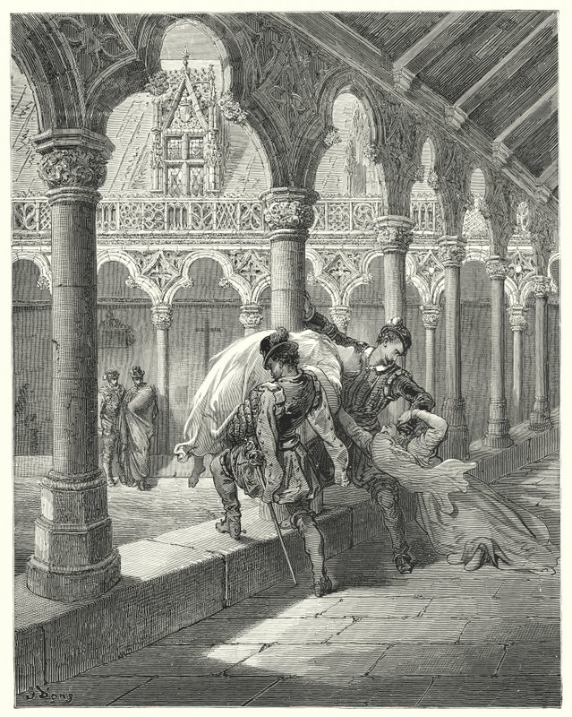 Gustave Dorés Don Quixote: "Lucinda, die sich in seiner Gewalt befand, fiel in Ohnmacht" von Gustave Dore