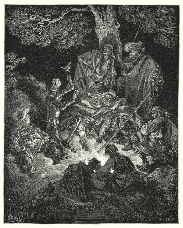 Gustave Dorés Don Quixote: "Oh, glückliches Zeitalter," rief er, "das unsere ersten Eltern das goldene Zeitalter nannten!" von Gustave Dore