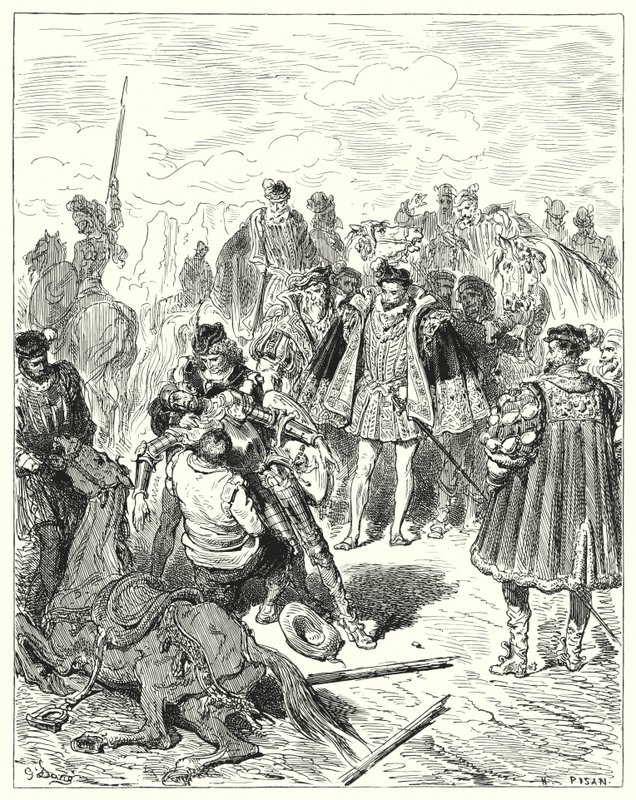 Sie fanden ihn blass und in kaltem Schweiß (Illustration von Don Quixote) von Gustave Dore