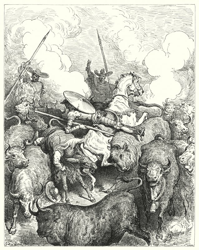 Gustave Dorés Don Quixote: "Sie trampelten sie gnadenlos nieder" von Gustave Dore