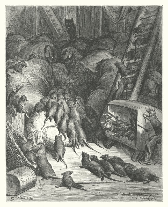 Die Fabeln von La Fontaine: Die Liga der Ratten von Gustave Dore
