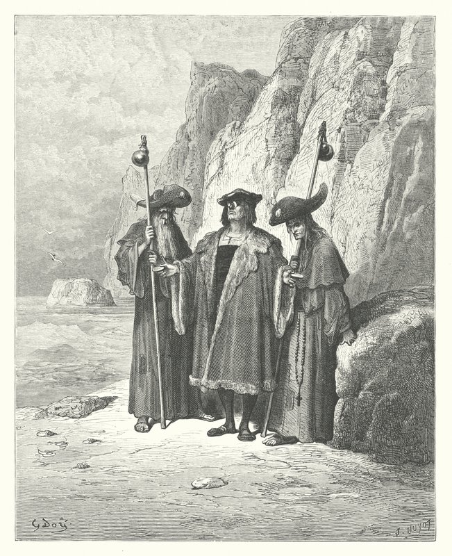 Die Fabeln von La Fontaine: Die Auster und ihre Anspruchsteller von Gustave Dore
