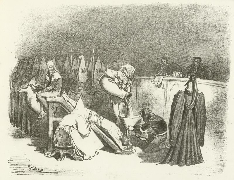 Die Inquisition - Folter durch Wasser (Gravur) von Gustave Dore
