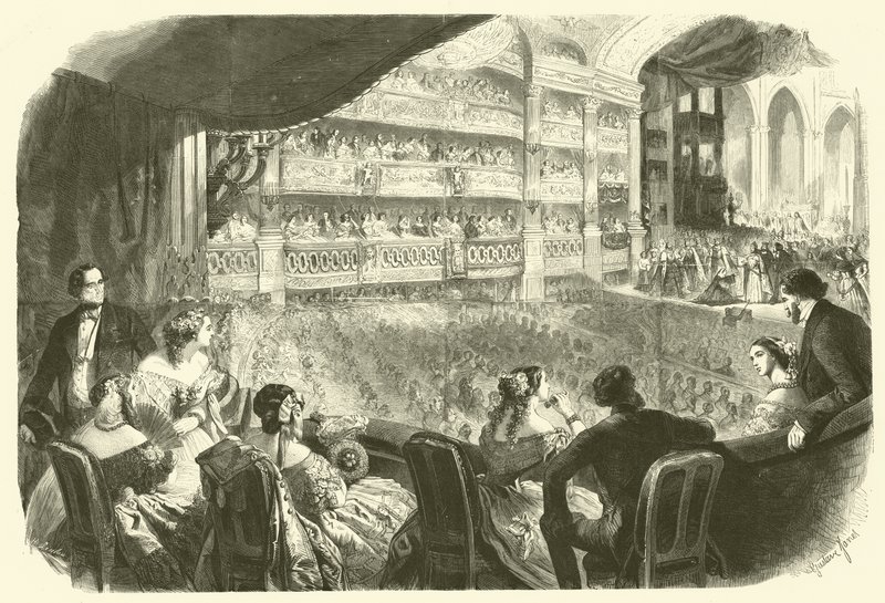 Eine Galavorstellung in der Oper (Gravur) von Gustave Janet