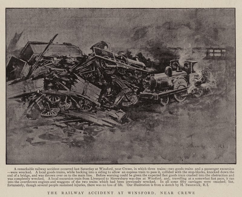 Der Eisenbahnunfall bei Winsford, in der Nähe von Crewe von H. G. Swanwick