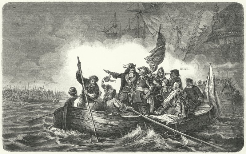 Armee von Friedrich Wilhelm, Kurfürst von Brandenburg, landet auf der schwedischen Insel Rügen von H. (after) Kretzschmer