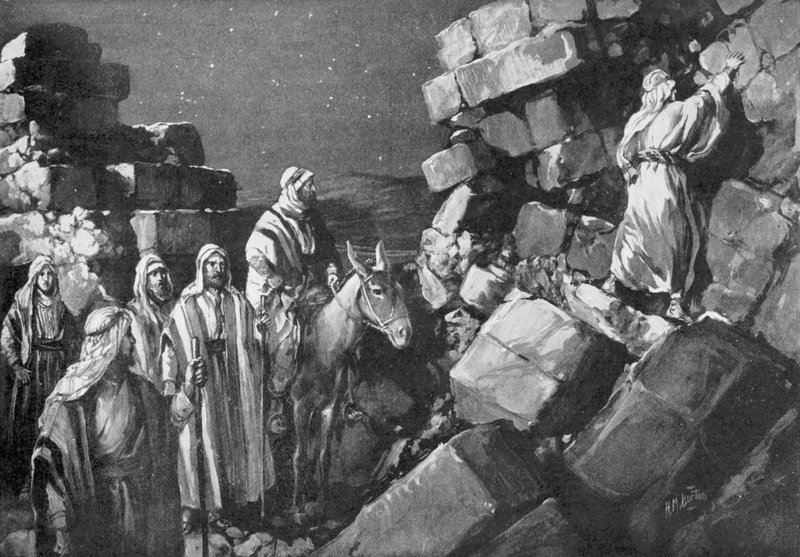 Nehemia untersucht die Mauern Jerusalems, 444 v. Chr. von H. M. (after) Burton