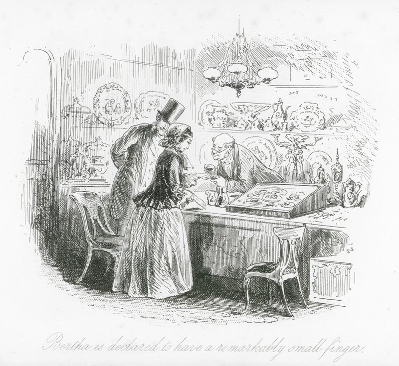 Straßen von London: Bertha wird für einen bemerkenswert kleinen Finger erklärt von Hablot Knight (1815 92) Browne