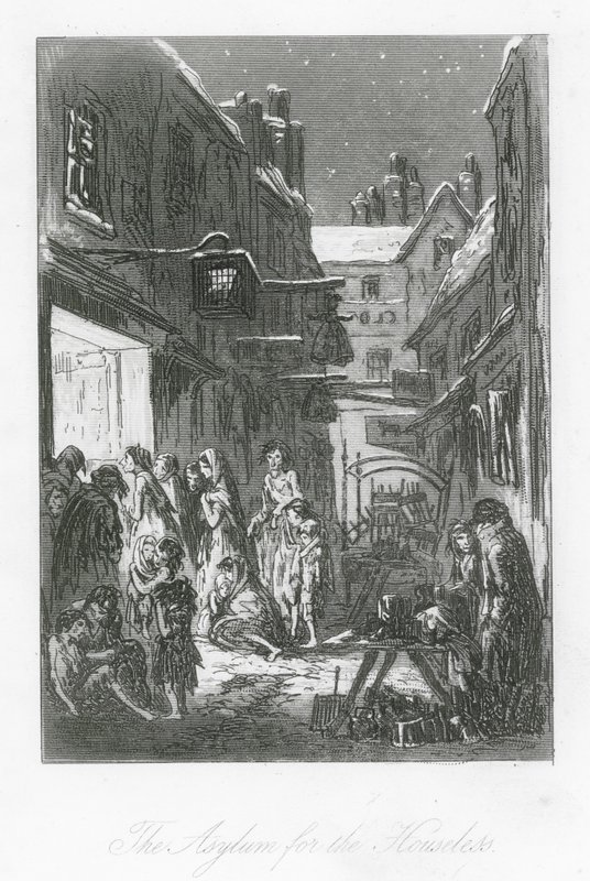 Londoner Straßen: Das Asyl für Obdachlose von Hablot Knight (1815 92) Browne
