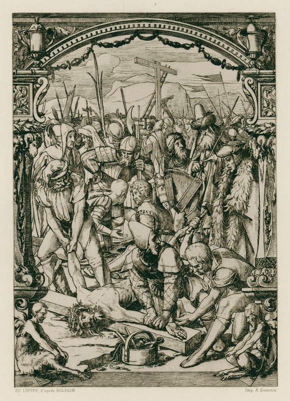 Jesus Christus, ans Kreuz genagelt (Gravur) von Hans (after) Holbein the Younger