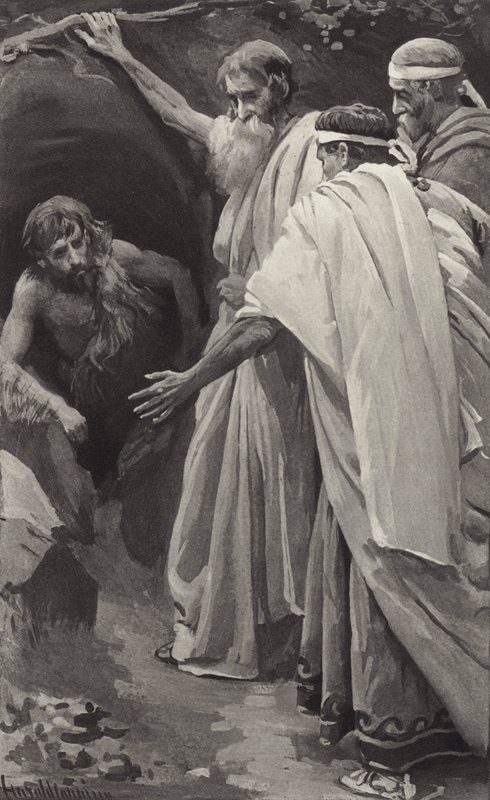 Nun flehen sie ihn inständig an, bitten ihn mit Tränen, zurückzukehren und diese Stadt zu retten von Harold Copping