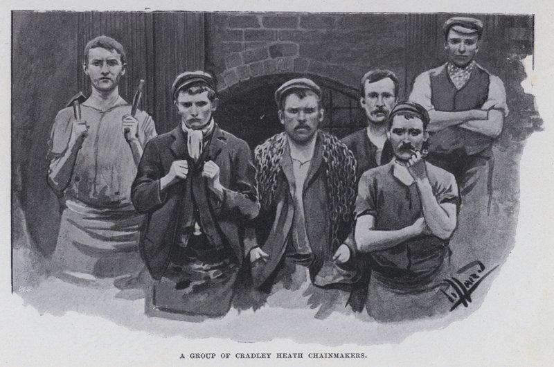 Eine Gruppe von Cradley Heath Kettenmachern von Harold Hume Piffard