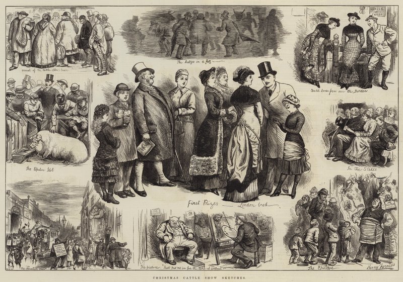 Weihnachtliche Viehschau-Skizzen von Harry Furniss