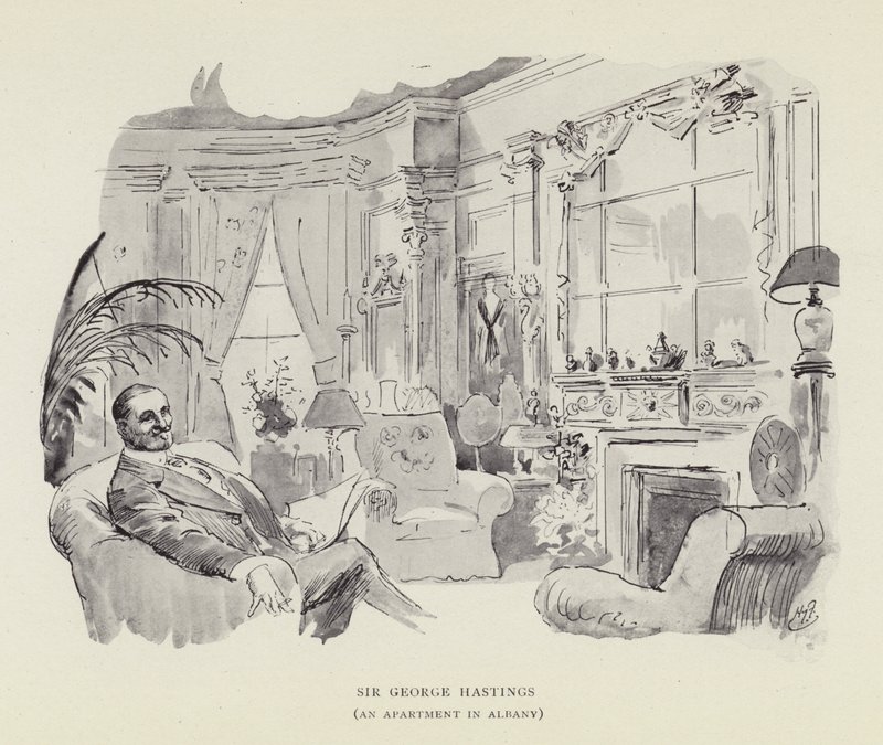 Sir George Hastings, Ein Apartment in Albany von Harry Furniss