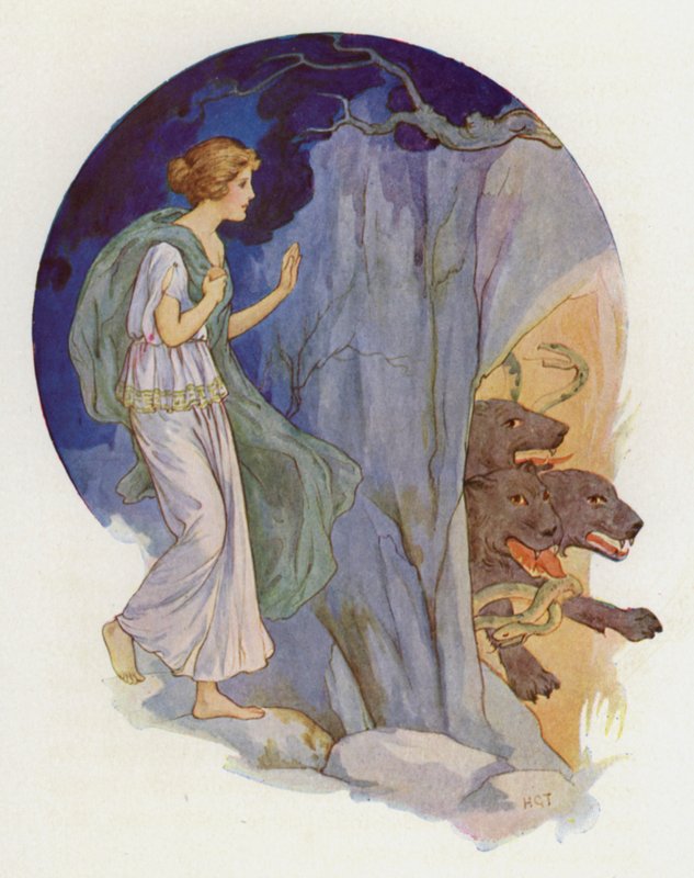 Cerberus, ein schrecklicher Hund mit drei Köpfen von Harry George Theaker
