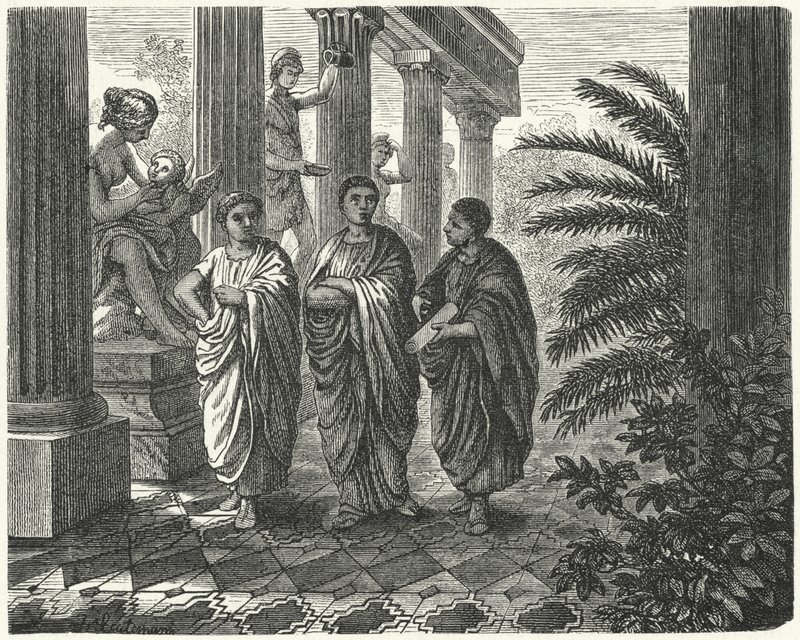 Der römische Kaiser Augustus, Gaius Maecenas und Vergil (Gravur) von Heinrich Leutemann