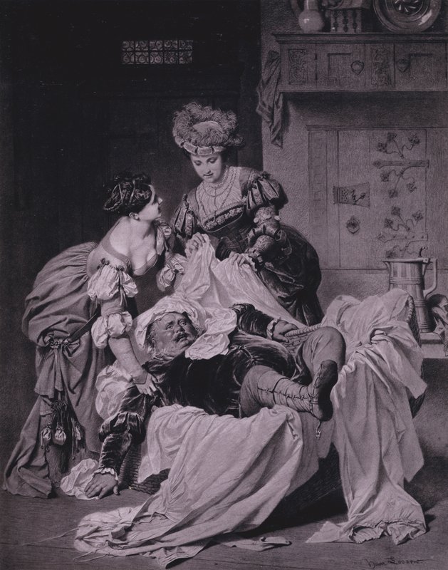 Szene aus Shakespeares Die lustigen Weiber von Windsor (Akt III, Szene 3) (Lithografie) von Heinrich Lossow