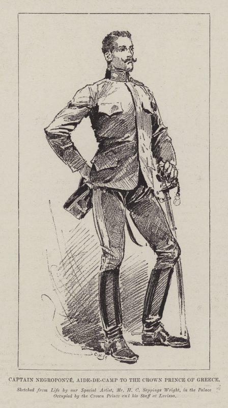 Kapitän Negroponte, Adjutant des Kronprinzen von Griechenland von Henry Charles Seppings Wright