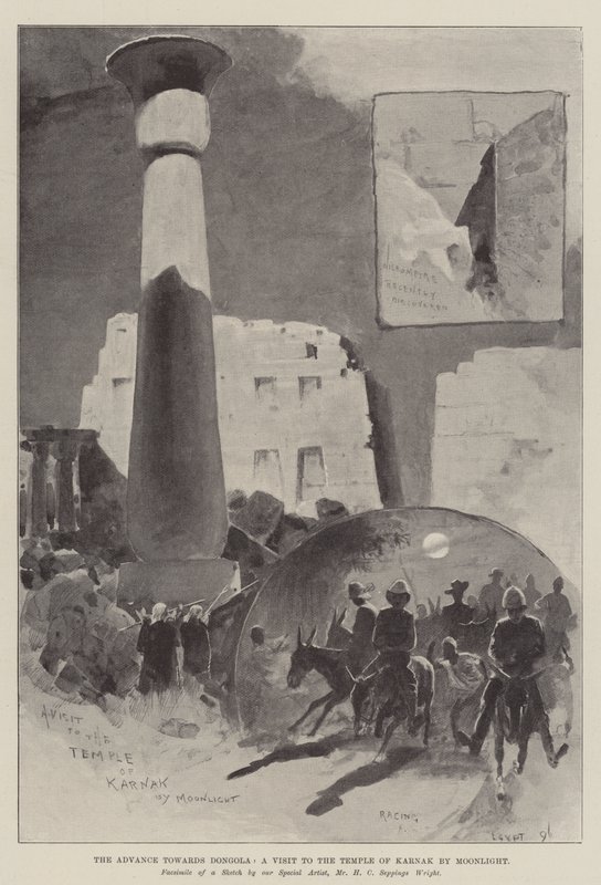 Der Vormarsch nach Dongola, ein Besuch des Tempels von Karnak bei Mondlicht von Henry Charles Seppings Wright