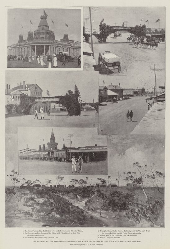 Die Eröffnung der Coolgardie-Ausstellung am 21. März, Szenen in der Stadt und auf dem Ausstellungsgelände von Henry Charles Seppings Wright