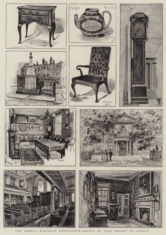 Die jährliche Wesleyanische Konferenz, Reliquien von John Wesley in London von Henry Edward Tidmarsh