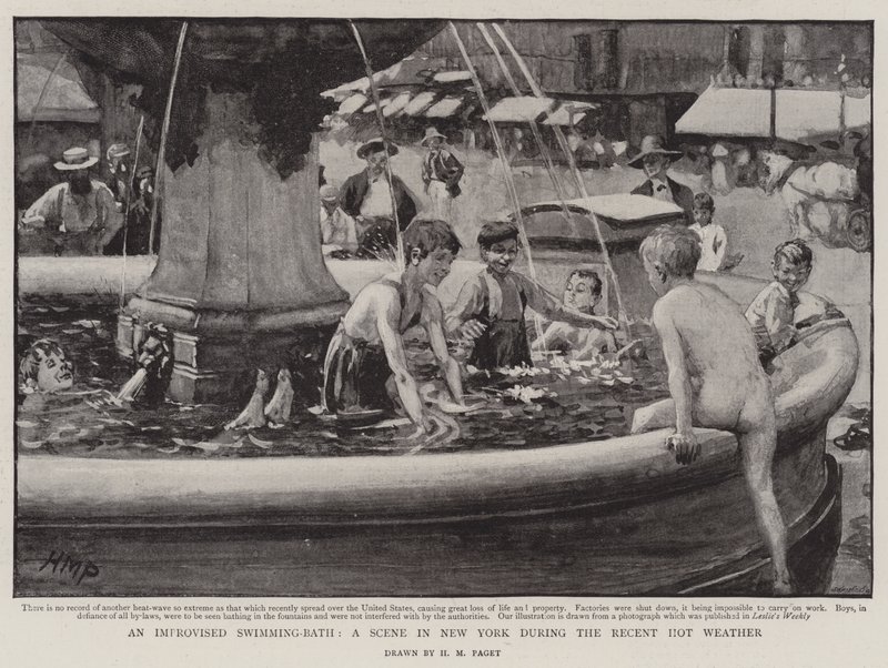 Ein improvisiertes Schwimmbad, eine Szene in New York während der jüngsten Hitzewelle von Henry Marriott Paget