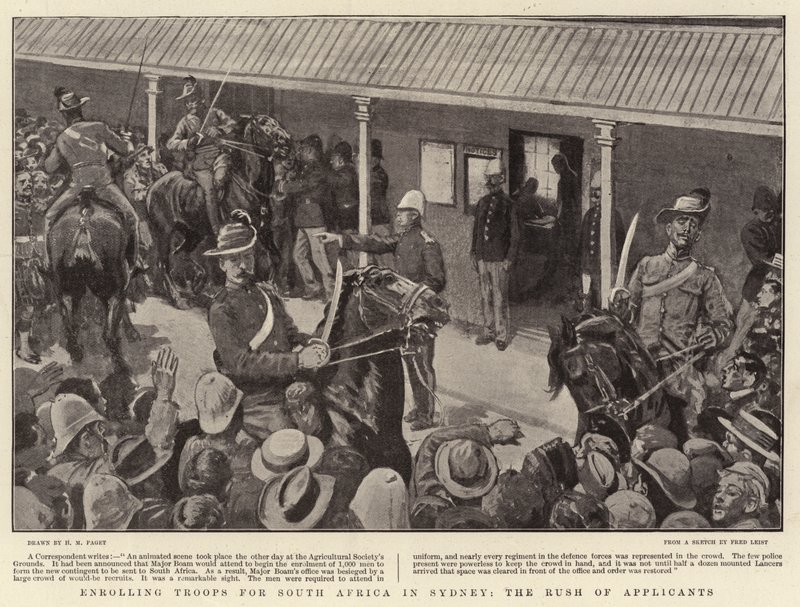Truppenanwerbung für Südafrika in Sydney, der Ansturm der Bewerber von Henry Marriott Paget