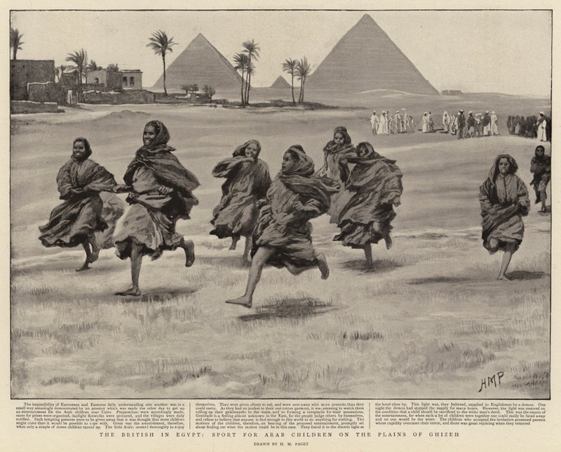 Die Briten in Ägypten, Sport für arabische Kinder auf den Ebenen von Ghizen von Henry Marriott Paget