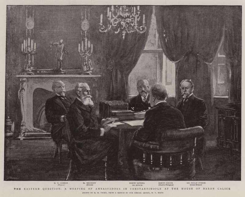 Die östliche Frage, ein Treffen von Botschaftern in Konstantinopel im Haus von Baron Calice von Henry Marriott Paget