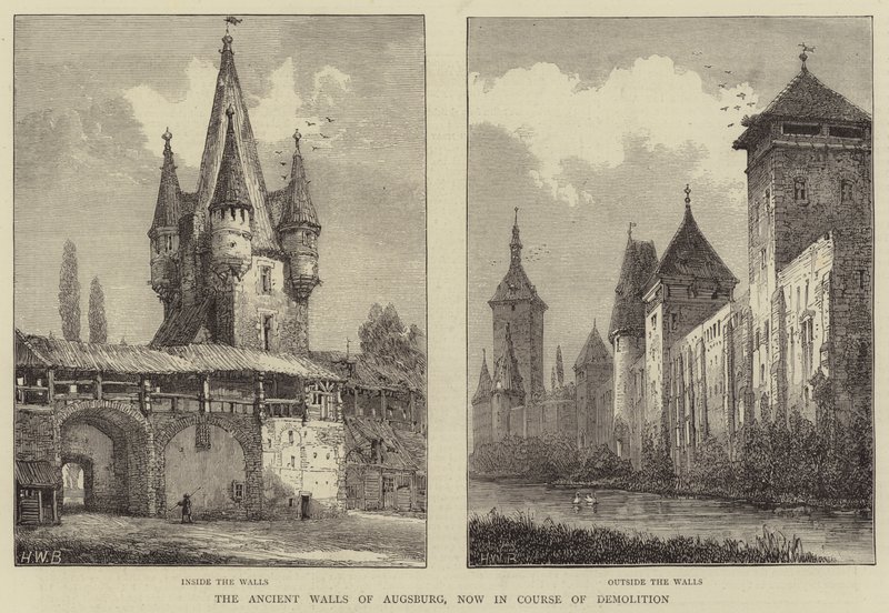 Die alten Mauern von Augsburg, jetzt im Abriss von Henry William Brewer