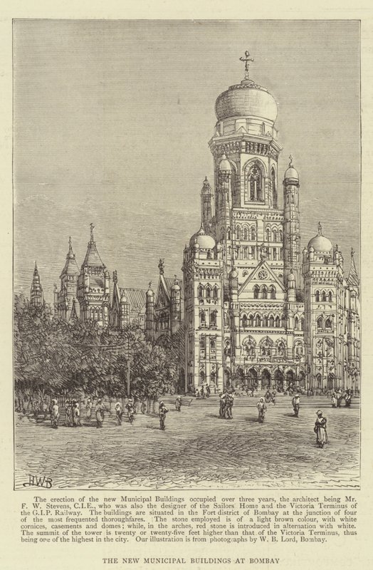 Die neuen städtischen Gebäude in Bombay von Henry William Brewer