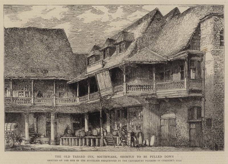 Das alte Tabard Inn, Southwark, kurz vor dem Abriss von Henry William Brewer