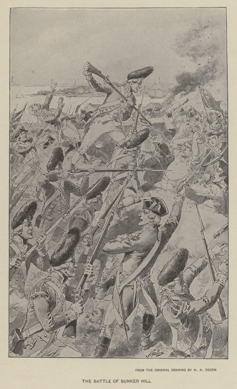 Die Schlacht von Bunker Hill (Lithografie) von Henry Alexander (after) Ogden