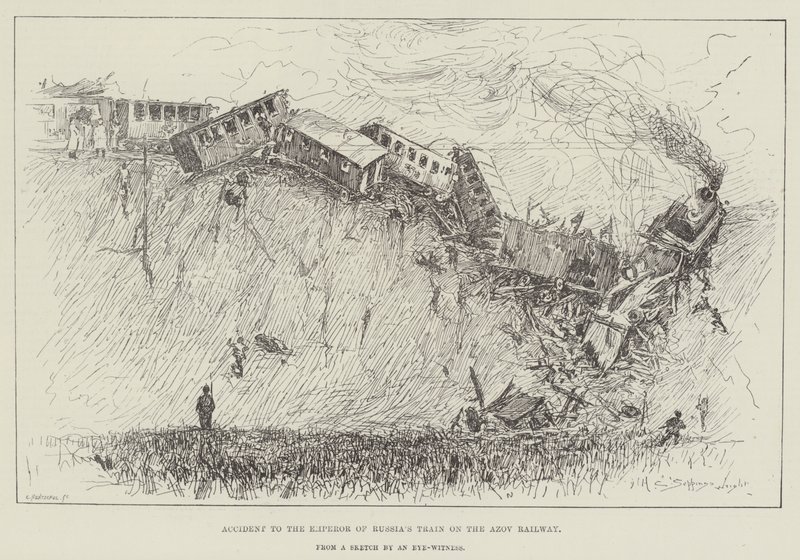 Unfall des Zuges des Kaisers von Russland auf der Asow-Eisenbahn von Henry Charles Seppings Wright