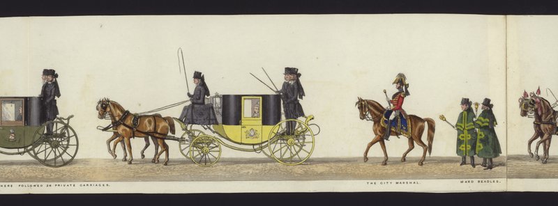 Teil der Panoramadarstellung des gesamten Trauerzugs von Arthur, Herzog von Wellington von Henry Jr and Sala Alken