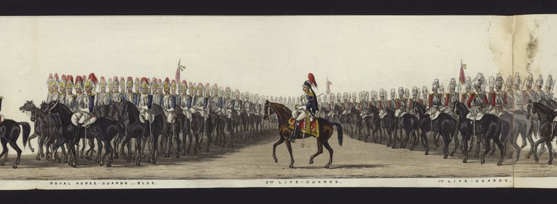 Teil der Panoramansicht des gesamten Trauerzugs von Arthur, Herzog von Wellington von Henry Jr and Sala Alken