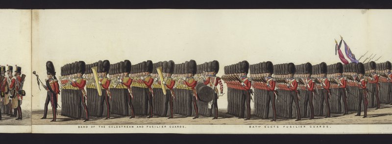 Teil der Panoramansicht des gesamten Trauerzugs von Arthur, Herzog von Wellington von Henry Jr and Sala Alken