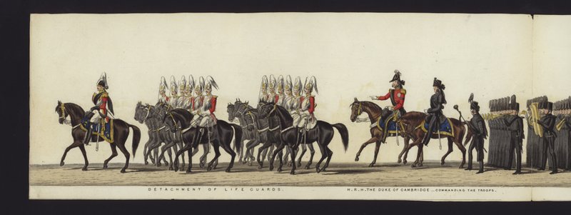 Teil der Panoramansicht des gesamten Trauerzugs von Arthur, Herzog von Wellington von Henry Jr and Sala Alken
