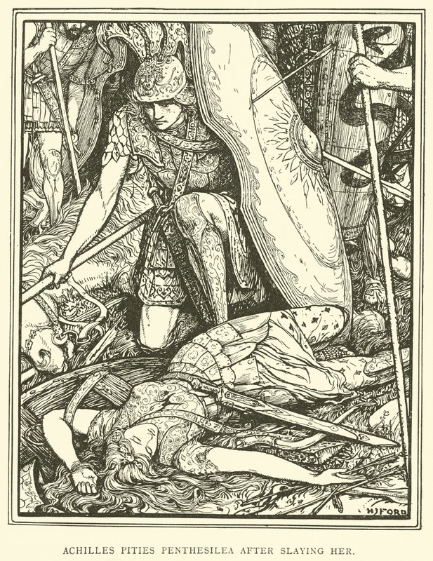 Achilles bemitleidet Penthesilea nach ihrer Tötung von Henry Justice Ford