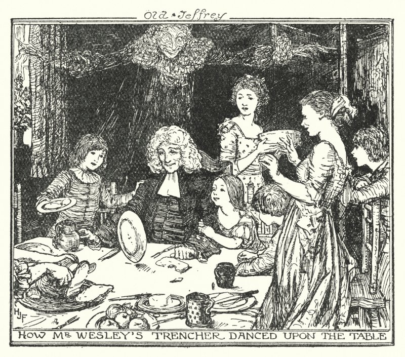 Wie Mr. Wesleys Teller auf dem Tisch tanzte (Lithografie) von Henry Justice Ford