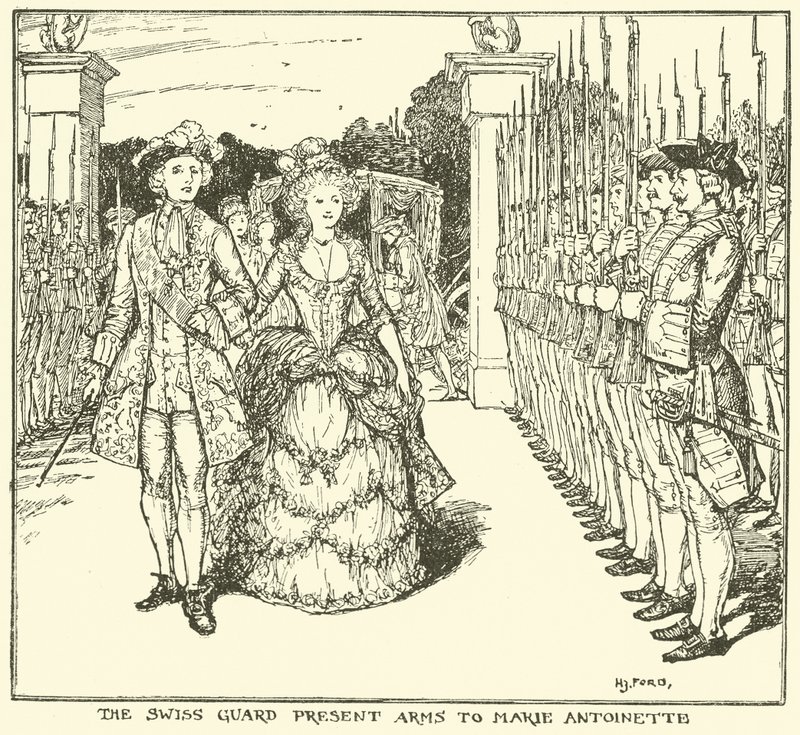 Die Schweizer Garde präsentiert Marie Antoinette die Waffen von Henry Justice Ford