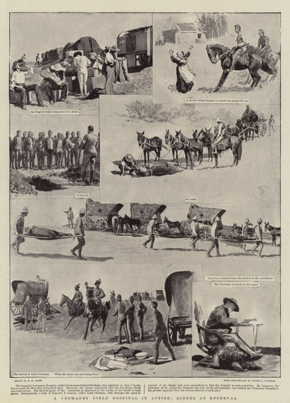 Ein Feldlazarett der Yeomanry im Einsatz, Szenen bei Roodeval von Henry Marriott Paget