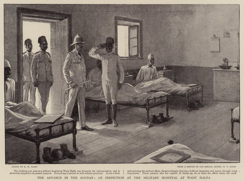 Der Vormarsch im Sudan, eine Inspektion im Militärkrankenhaus in Wady Halfa von Henry Marriott Paget
