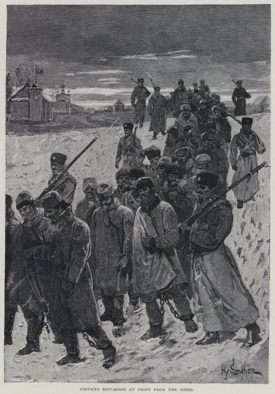 Kara, Sträflinge kehren nachts aus den Minen zurück von Henry Sandham