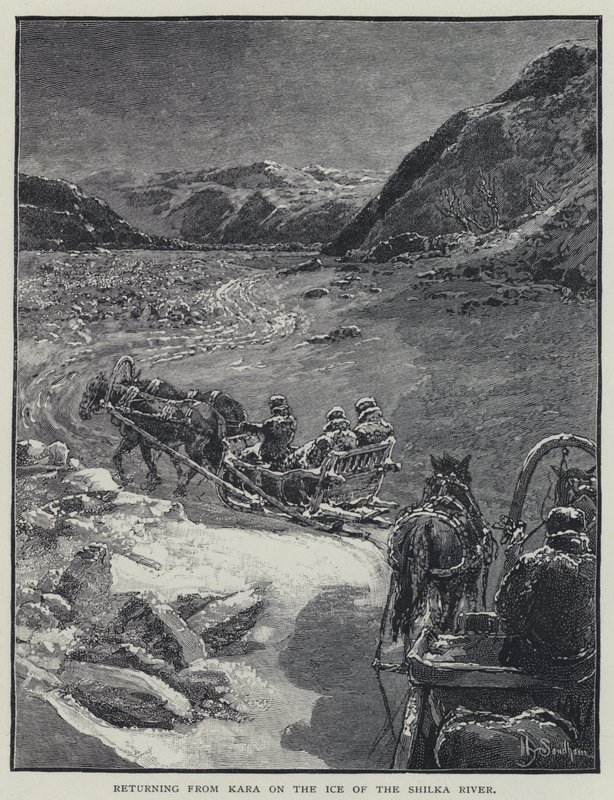 Rückkehr von Kara auf dem Eis des Shilka-Flusses von Henry Sandham