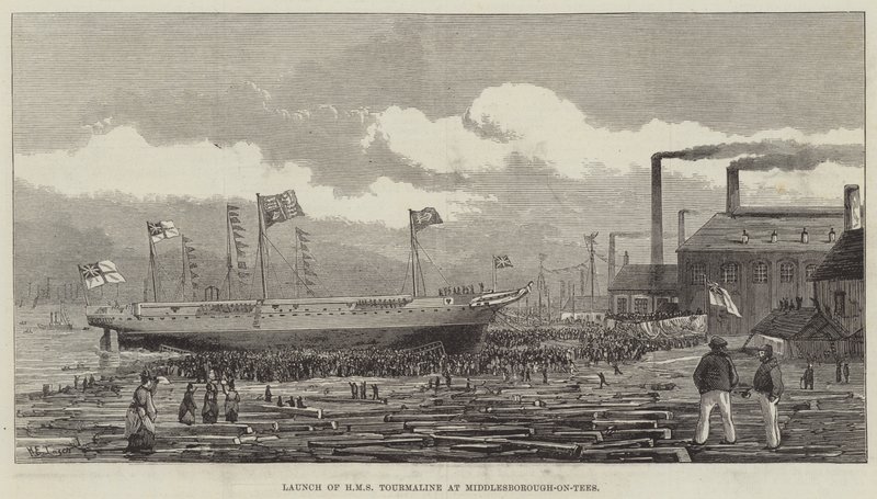 Stapellauf der HMS Tourmaline in Middlesborough-on-Tees von Henry Spernon Tozer