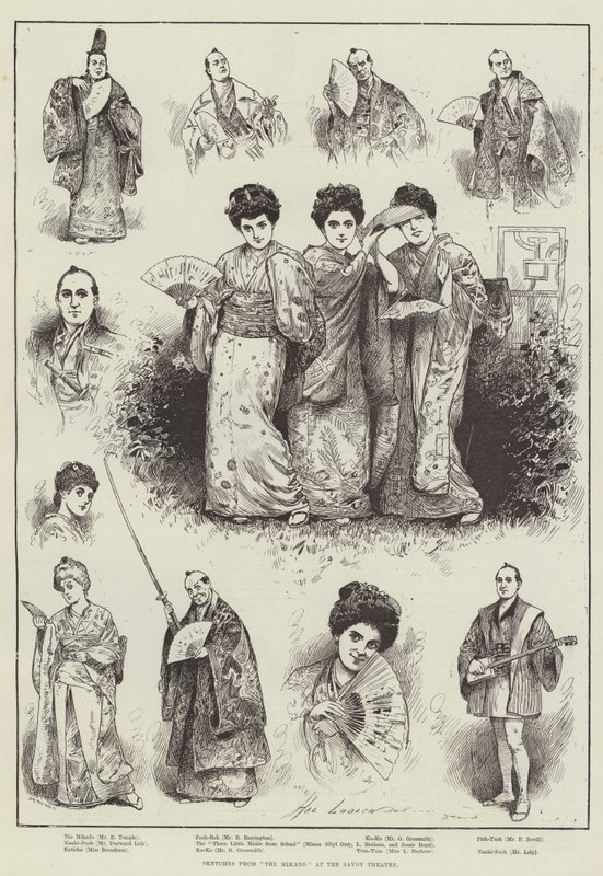 Skizzen aus "The Mikado" im Savoy Theatre von Henry Stephen (b.1861 fl.1880 1925) Ludlow