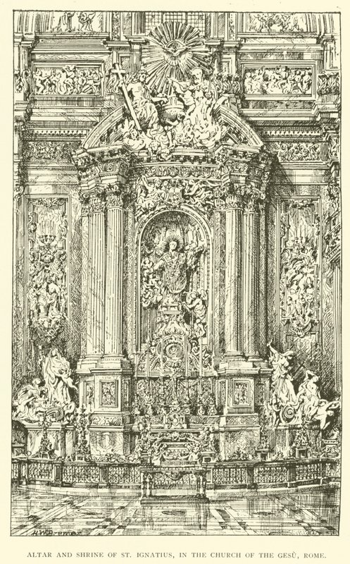 Altar und Schrein des Heiligen Ignatius in der Kirche des Gesu, Rom (Gravur) von Henry William Brewer