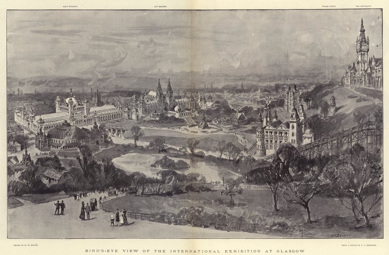 Vogelperspektive der Internationalen Ausstellung in Glasgow von Henry William Brewer